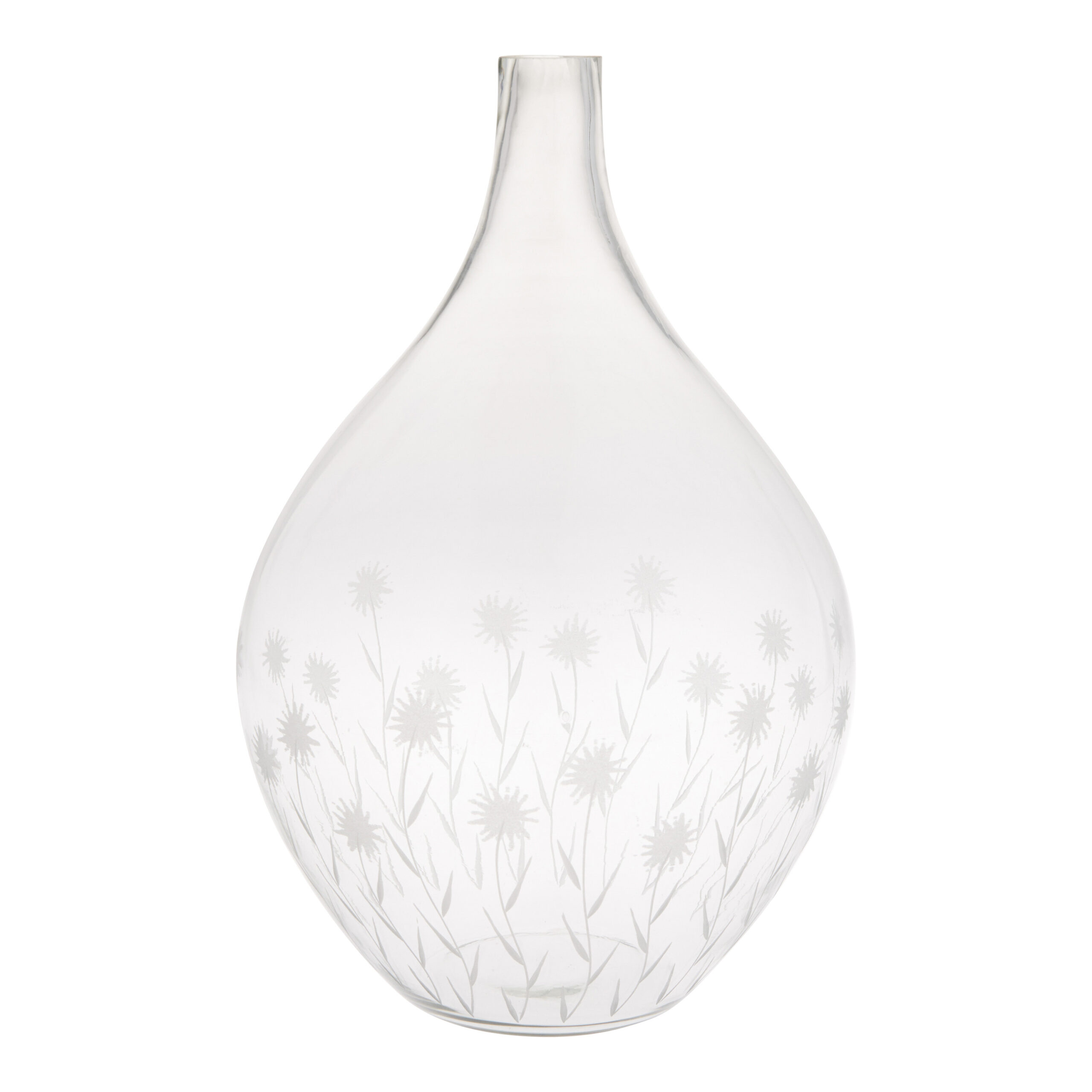 Clear Etched Flower Glass Vase - World Market