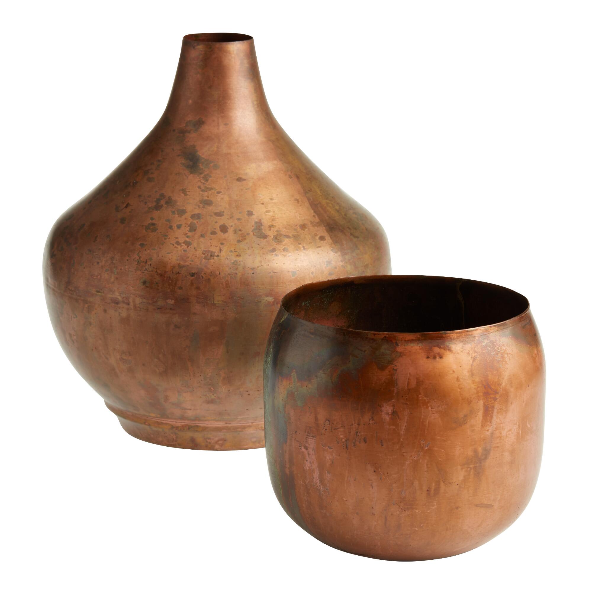 Copper Vintage Patina Metal Vase Collection - World Market