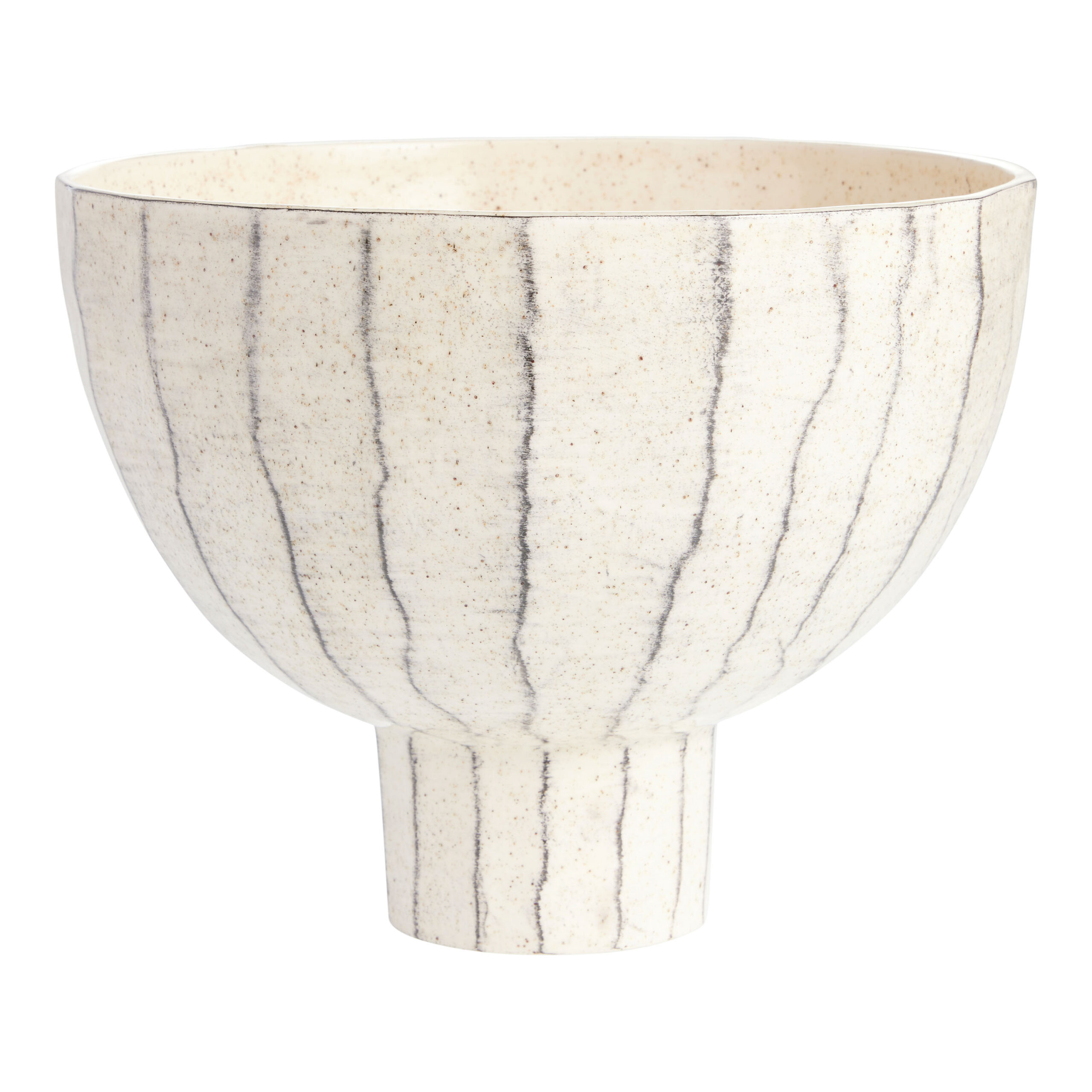 CRAFT Catarina Ivory And Charcoal Ceramic Striped Bowl - World Market