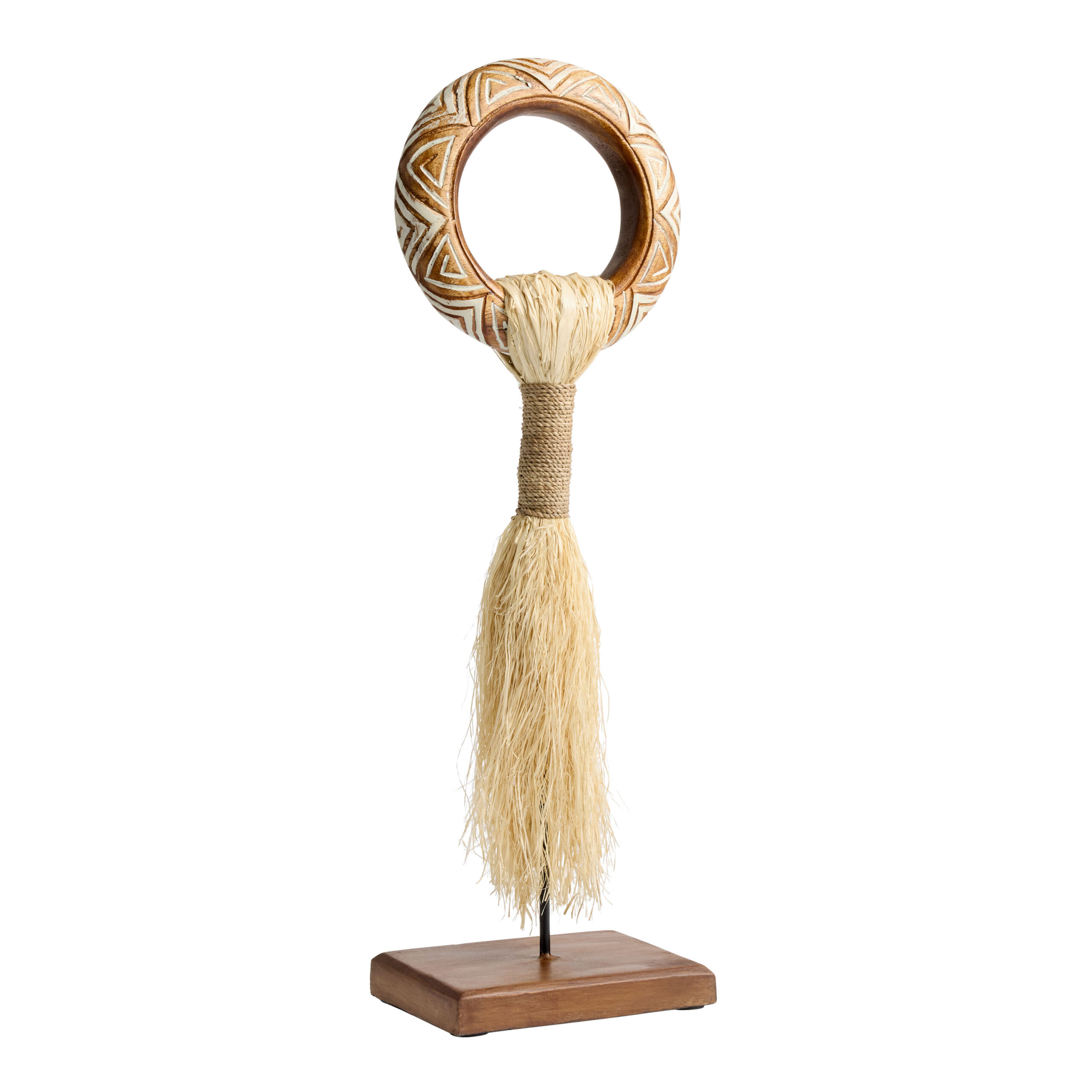 CRAFT Wood Loop with Raffia Tassel on Stand Decor - World Market
