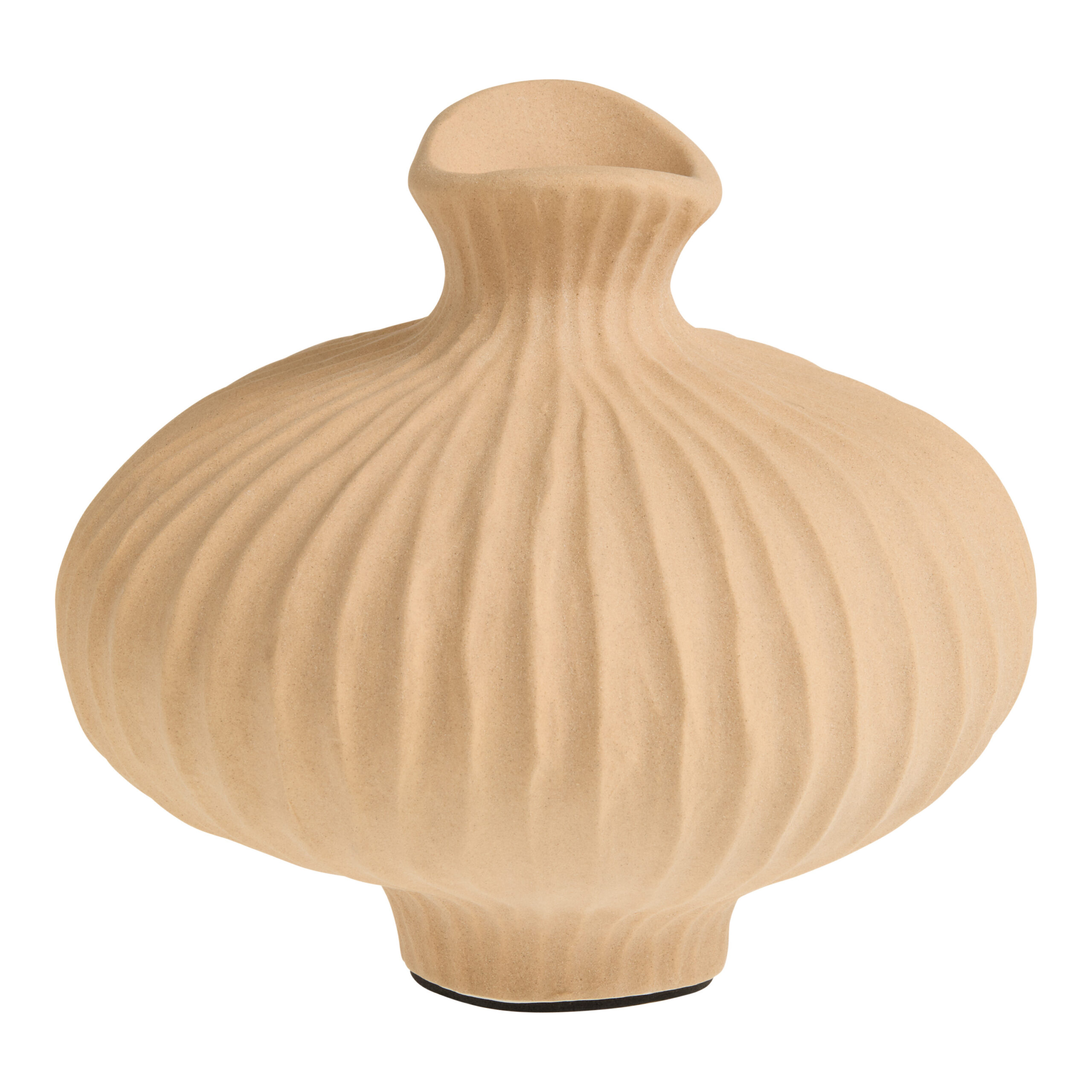 Natural Clay Wavy Lines Bulb Vase - World Market