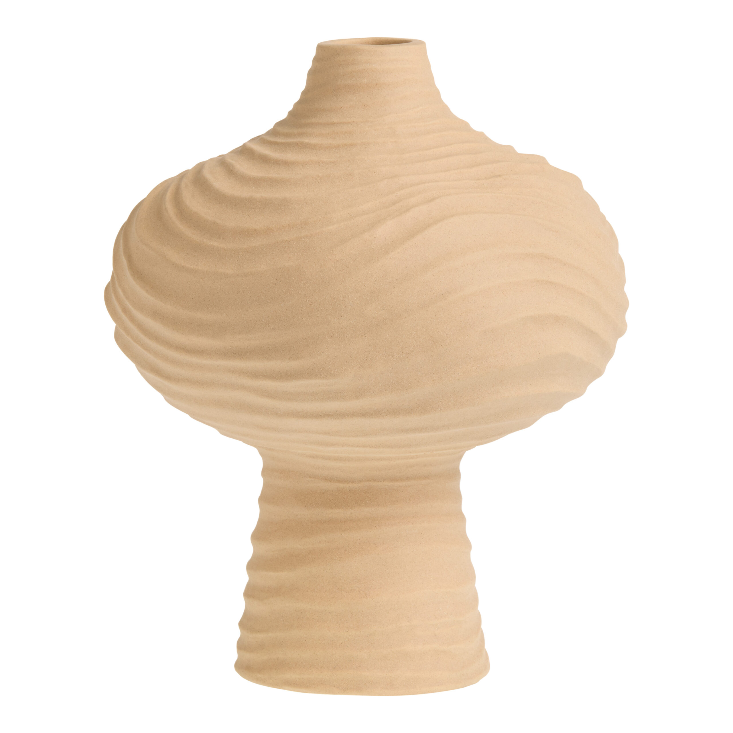Natural Clay Wavy Lines Footed Vase - World Market
