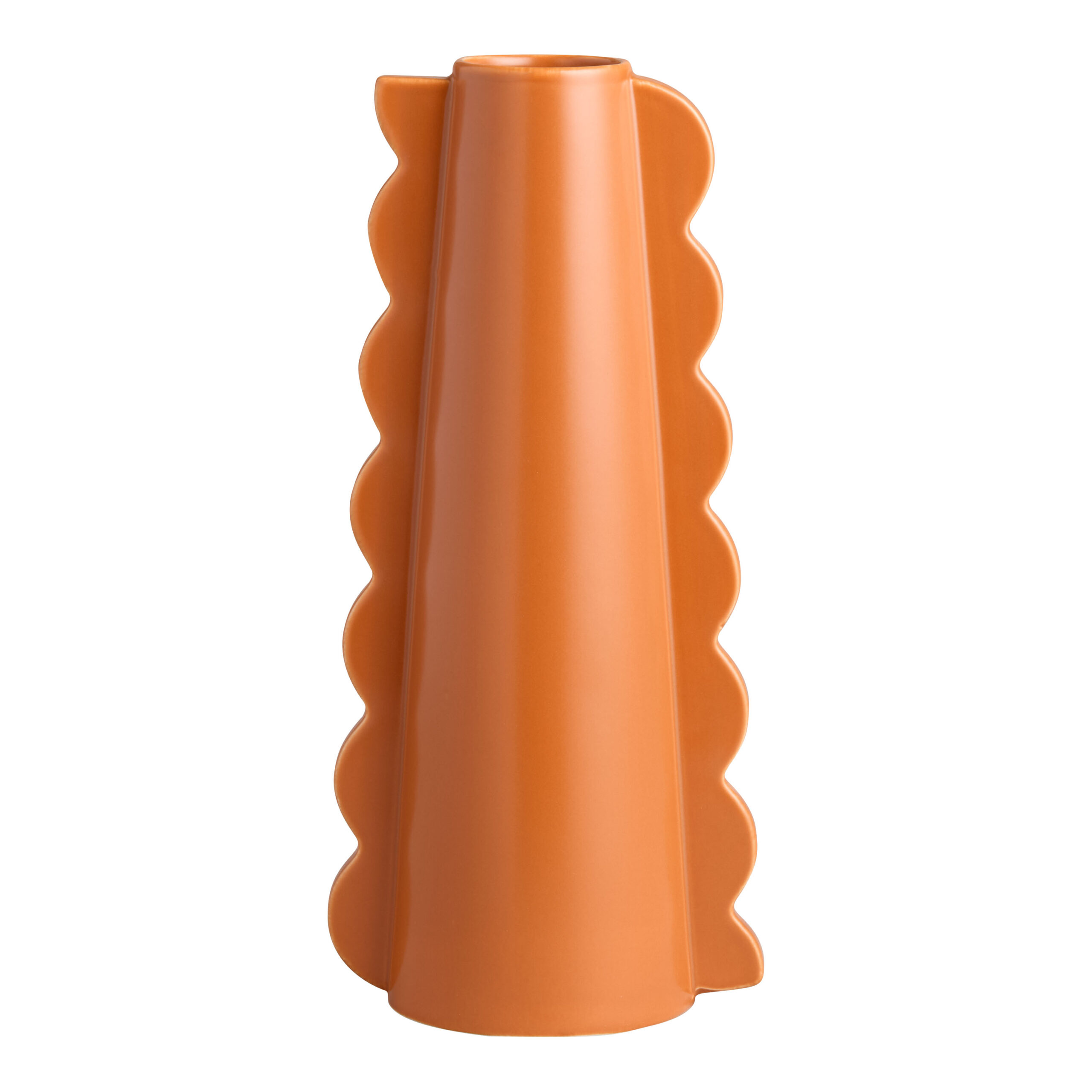 Orange Ceramic Scalloped Edge Vase - World Market