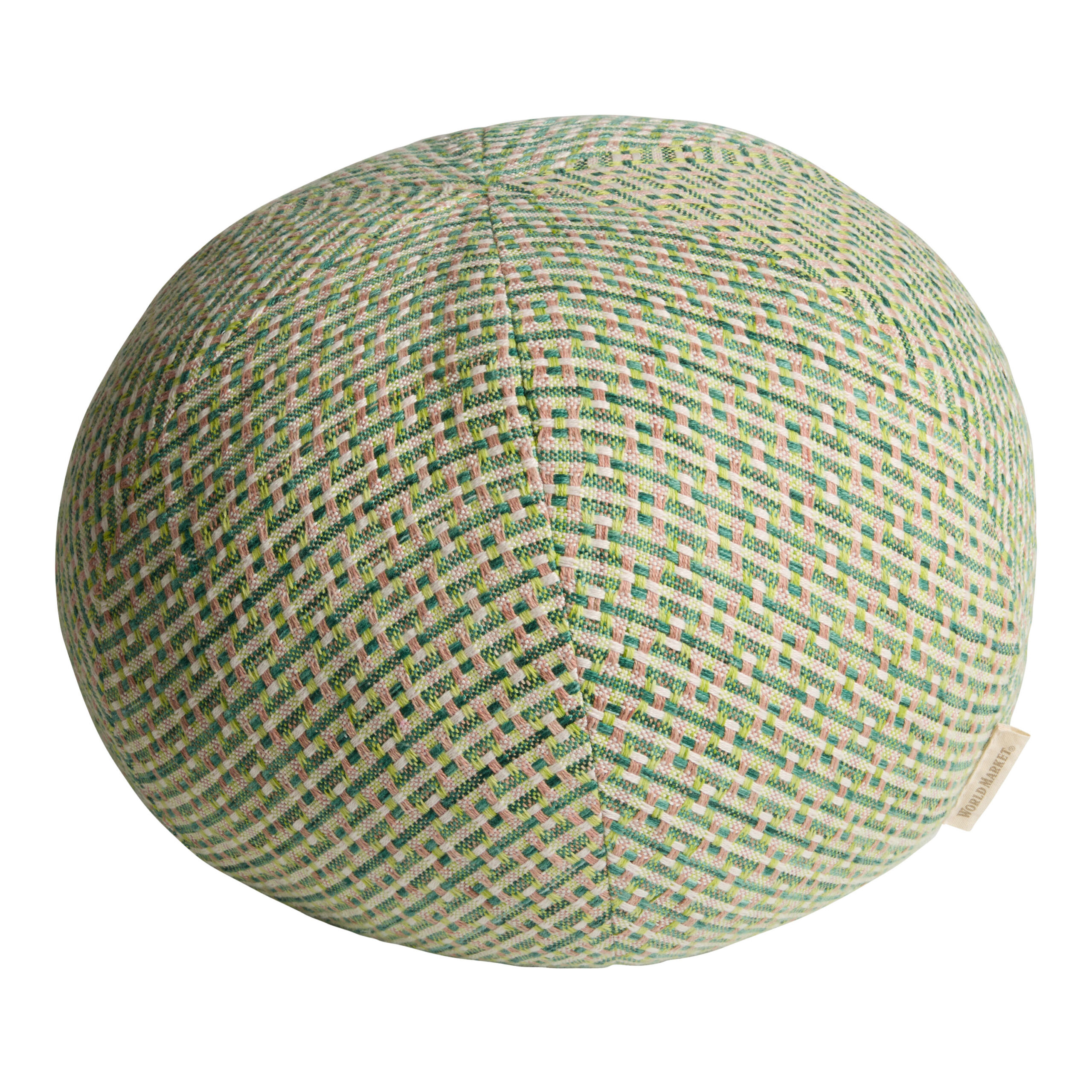 Round Green Woven Sphere Indoor Outdoor Throw Pillow - World Market