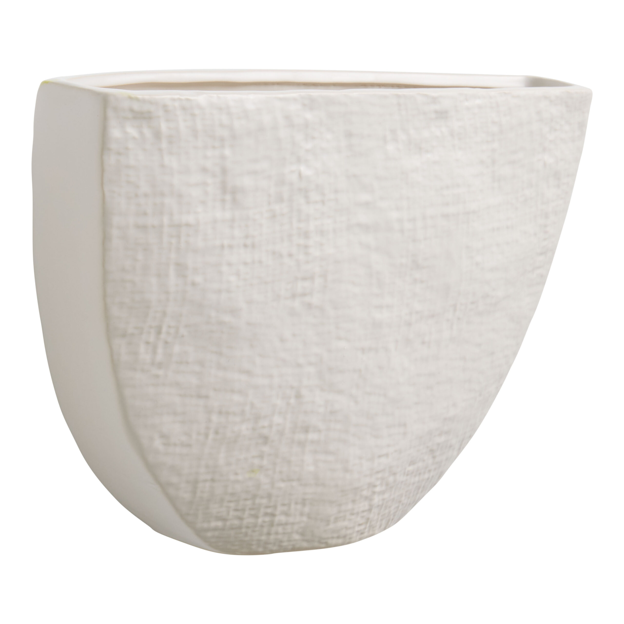 White Ceramic Half Circle Crosshatch Wall Vase - World Market