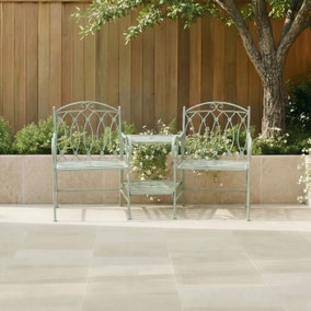 Charles Bentley Wrought Iron Sage Green Double Seat