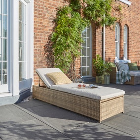Malta Rattan Effect Lounger with Cushion Malta Rattan Effect Lounger with Cushion