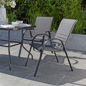 Pack of 2 Textilene Stacking Garden Chairs Pack of 2 Textilene Stacking Garden Chairs