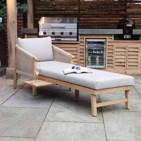 Roma Sunlounger with Pull Out Side Table