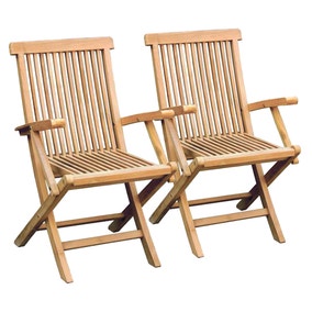 Set of 2 Teak Wooden Folding Armchairs Set of 2 Teak Wooden Folding Armchairs