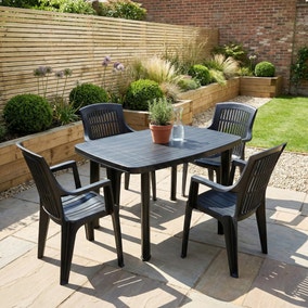 Trabella Aurora Rectangular Patio Table with 4 Bonnie Chairs