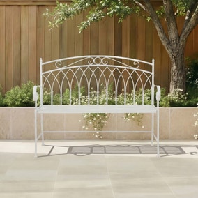 Wrought Iron 2 Seater White Bench Wrought Iron 2 Seater White Bench