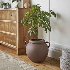 Wide Stone Vase with Handles